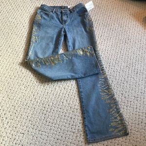 XOXO Gold Tiger Stripes NWT Blue Jeans! 6 Metallic